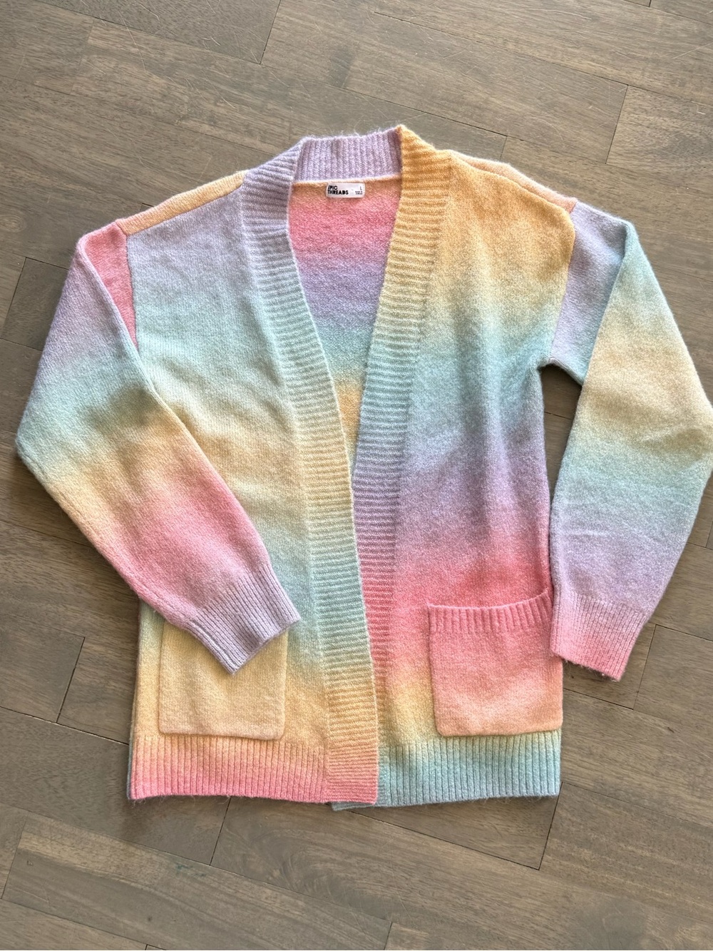 Epic Threads Pastel Rainbow Open Front Cardigan